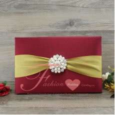 Thailand Silk Folios Burgundy Wedding Invitation Card